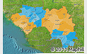 Political 3D Map of Guinea, satellite outside