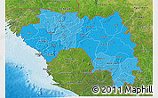 Political Shades 3D Map of Guinea, satellite outside, bathymetry sea