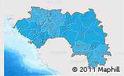 Political Shades 3D Map of Guinea, single color outside, bathymetry sea