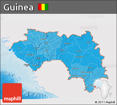 Political Shades 3D Map of Guinea, single color outside