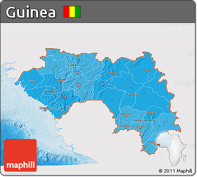 Political Shades 3D Map of Guinea, single color outside
