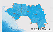 Political Shades 3D Map of Guinea, single color outside