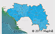 Political Shades 3D Map of Guinea, single color outside, satellite sea