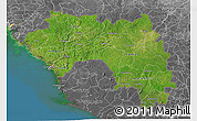 Satellite 3D Map of Guinea, desaturated, land only
