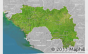 Satellite 3D Map of Guinea, lighten, desaturated, land only