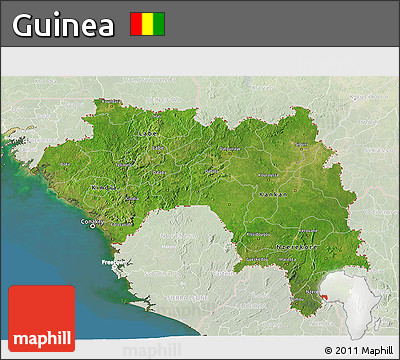 Satellite 3D Map of Guinea, lighten, land only