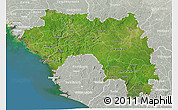 Satellite 3D Map of Guinea, lighten, semi-desaturated, land only
