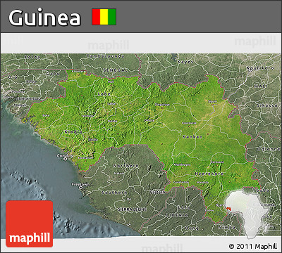 Satellite 3D Map of Guinea, semi-desaturated