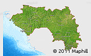 Satellite 3D Map of Guinea, single color outside, bathymetry sea