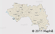 Shaded Relief 3D Map of Guinea, cropped outside