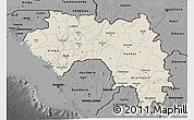 Shaded Relief 3D Map of Guinea, darken, desaturated