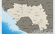 Shaded Relief 3D Map of Guinea, darken, land only