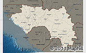 Shaded Relief 3D Map of Guinea, darken