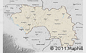 Shaded Relief 3D Map of Guinea, desaturated