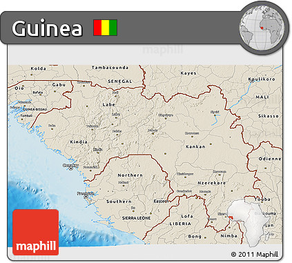 Shaded Relief 3D Map of Guinea