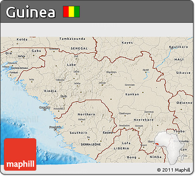 Shaded Relief 3D Map of Guinea