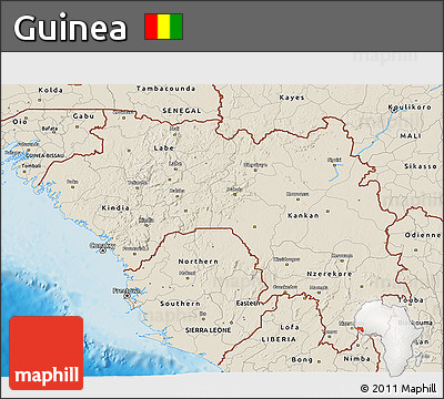 Shaded Relief 3D Map of Guinea