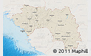 Shaded Relief 3D Map of Guinea, lighten, land only