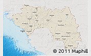 Shaded Relief 3D Map of Guinea, lighten, semi-desaturated, land only