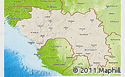 Shaded Relief 3D Map of Guinea, physical outside