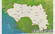 Shaded Relief 3D Map of Guinea, satellite outside