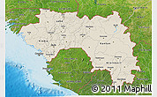 Shaded Relief 3D Map of Guinea, satellite outside, shaded relief sea