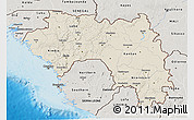Shaded Relief 3D Map of Guinea, semi-desaturated, land only