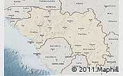 Shaded Relief 3D Map of Guinea, semi-desaturated