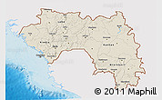 Shaded Relief 3D Map of Guinea, single color outside