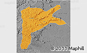 Political 3D Map of Dabola, desaturated
