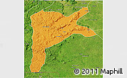 Political 3D Map of Dabola, satellite outside