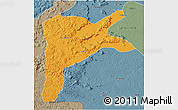 Political 3D Map of Dabola, semi-desaturated