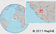 Gray Location Map of Dabola, within the entire country