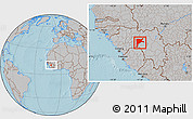 Gray Location Map of Dabola, hill shading