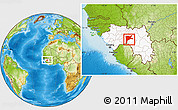 Physical Location Map of Dabola, highlighted country