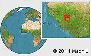 Satellite Location Map of Dabola, within the entire country