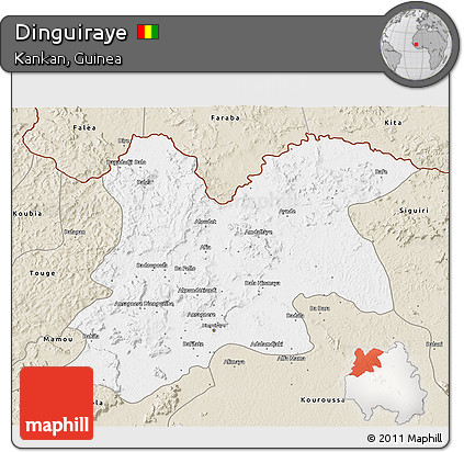Classic Style 3D Map of Dinguiraye