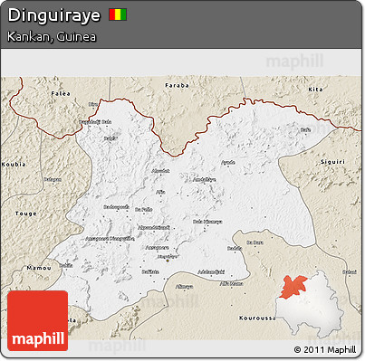 Classic Style 3D Map of Dinguiraye