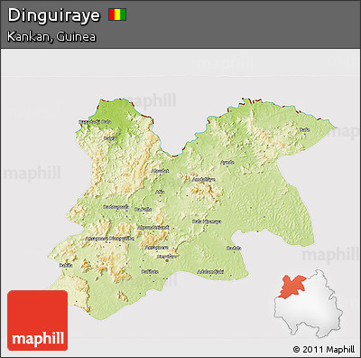 Physical 3D Map of Dinguiraye, cropped outside