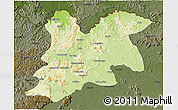Physical 3D Map of Dinguiraye, darken