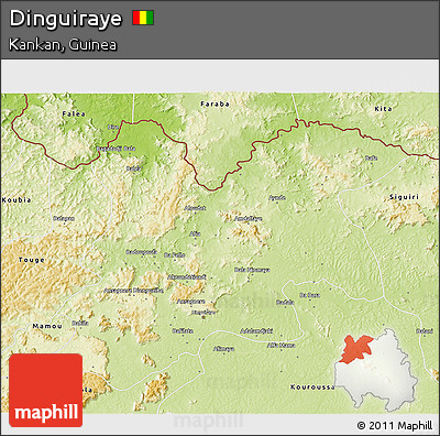 Physical 3D Map of Dinguiraye
