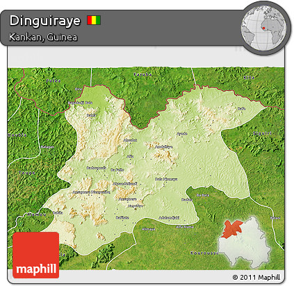 Physical 3D Map of Dinguiraye, satellite outside