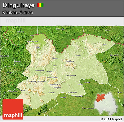 Physical 3D Map of Dinguiraye, satellite outside