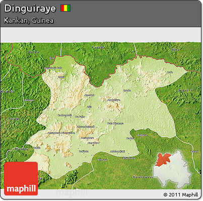 Physical 3D Map of Dinguiraye, satellite outside