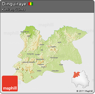 Physical 3D Map of Dinguiraye, single color outside