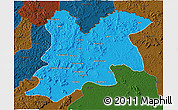 Political 3D Map of Dinguiraye, darken