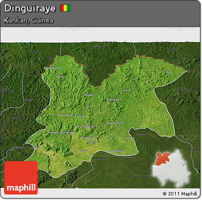 Satellite 3D Map of Dinguiraye, darken