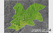 Satellite 3D Map of Dinguiraye, desaturated