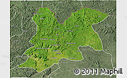 Satellite 3D Map of Dinguiraye, semi-desaturated