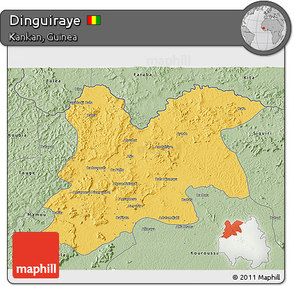 Savanna Style 3D Map of Dinguiraye